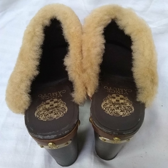 Vince Camuto Women's Shoes Leather Tan Embellish Studded Mules Clogs Sz 9.5B - Picture 4 of 7